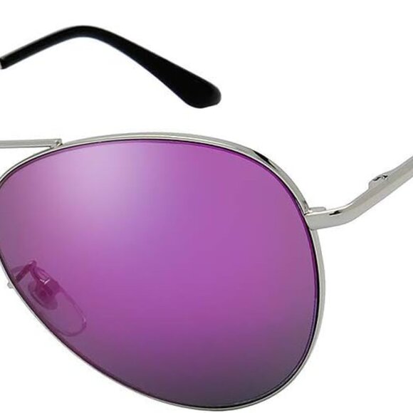 Unisex Classic Metal Aviator Sunglasses with Mirror Lens & Gift Box - UV Safe - Picture 1 of 7